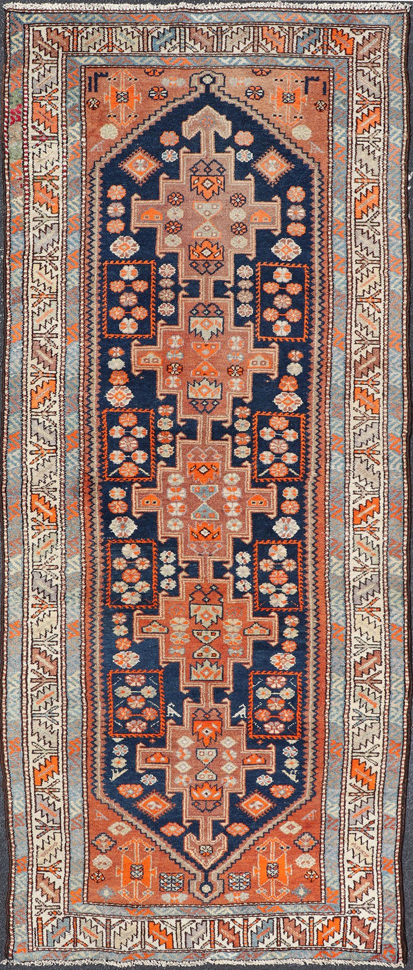 Vintage Hand Knotted Persian Malayer Runner with Sub - Geometric Medallion Design Malayer vintage runner from Persia with geometric medallion central field design, Keivan Woven Arts / rug PTA - 200732, country of origin / type: Iran / Malayer, circa... - Keivan Woven ArtsPTA - 200732 - 16937Rug