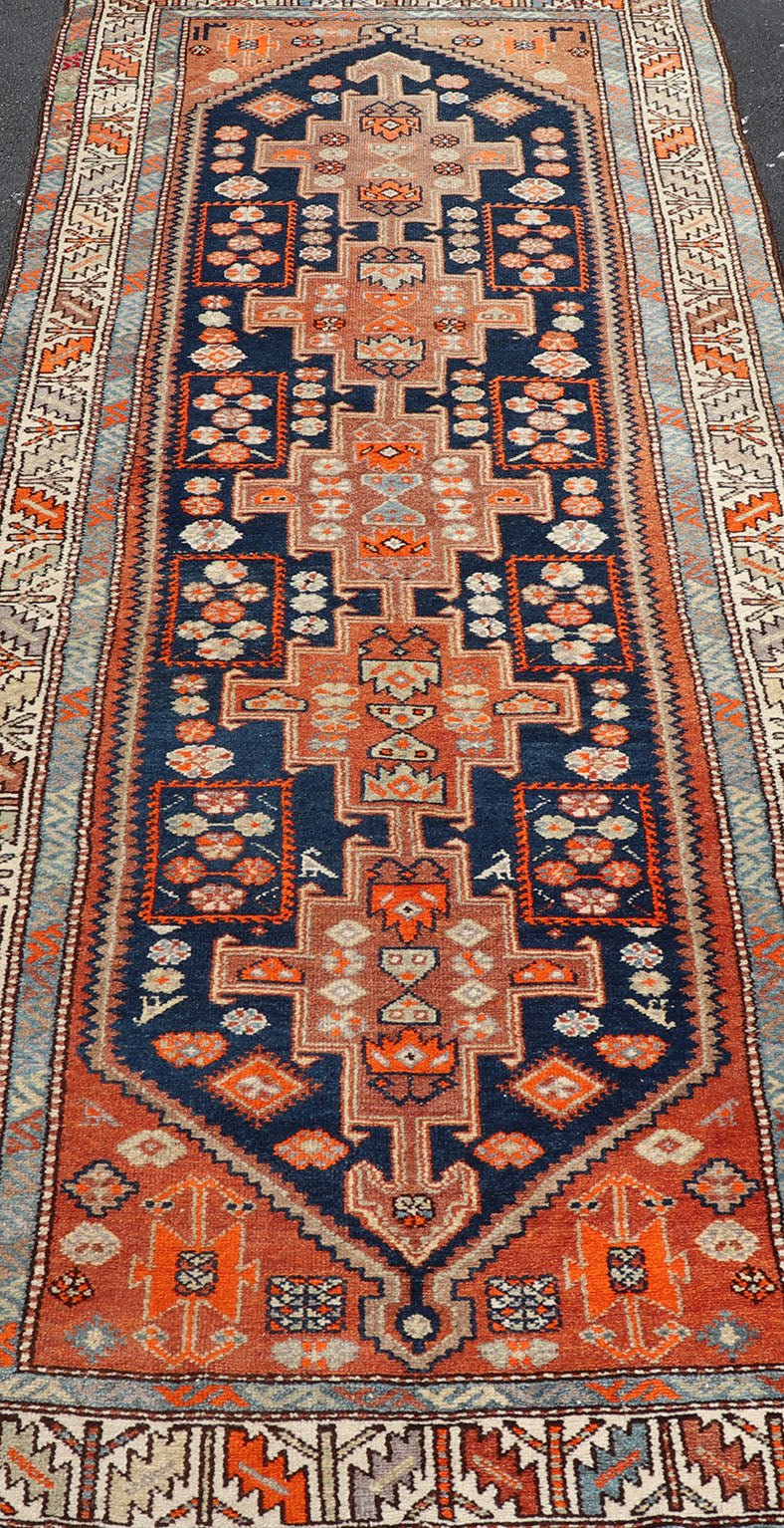Vintage Hand Knotted Persian Malayer Runner with Sub - Geometric Medallion Design Malayer vintage runner from Persia with geometric medallion central field design, Keivan Woven Arts / rug PTA - 200732, country of origin / type: Iran / Malayer, circa... - Keivan Woven ArtsPTA - 200732 - 16937Rug
