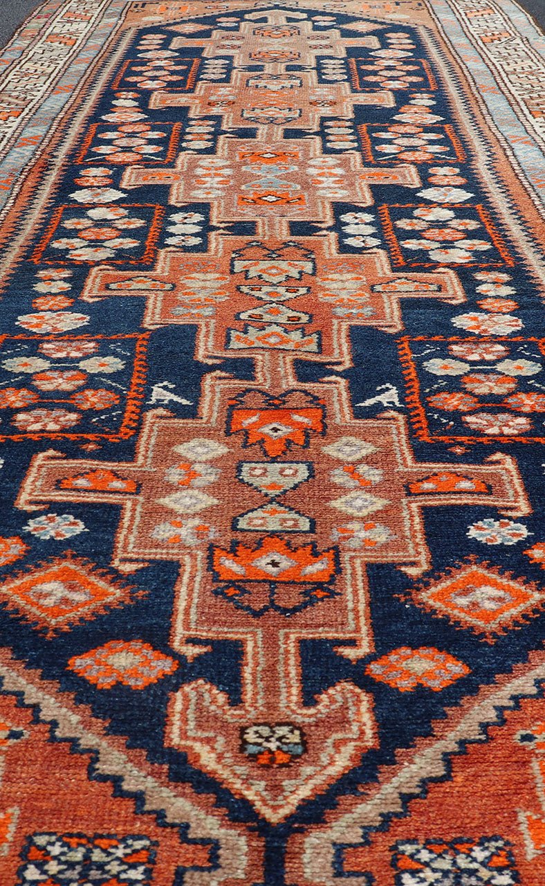 Vintage Hand Knotted Persian Malayer Runner with Sub - Geometric Medallion Design Malayer vintage runner from Persia with geometric medallion central field design, Keivan Woven Arts / rug PTA - 200732, country of origin / type: Iran / Malayer, circa... - Keivan Woven ArtsPTA - 200732 - 16937Rug