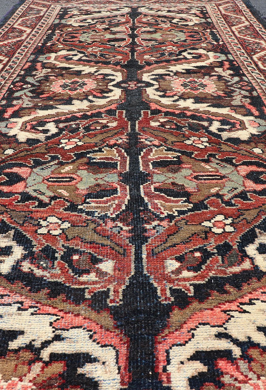 Vintage Hand Knotted Mahal Gallery Rug with Ornate Medallions on a Navy Field Layered Medallion design Mahal vintage rug from Persia in multi - colors, Keivan Woven Arts / rug PTA - 200734, country of origin / type: Iran / Mahal, circa 1950 M... - Keivan Woven ArtsPTA - 200734 - 16955Rug