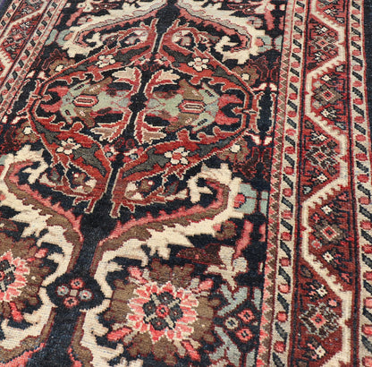Vintage Hand Knotted Mahal Gallery Rug with Ornate Medallions on a Navy Field Layered Medallion design Mahal vintage rug from Persia in multi - colors, Keivan Woven Arts / rug PTA - 200734, country of origin / type: Iran / Mahal, circa 1950 M... - Keivan Woven ArtsPTA - 200734 - 16955Rug