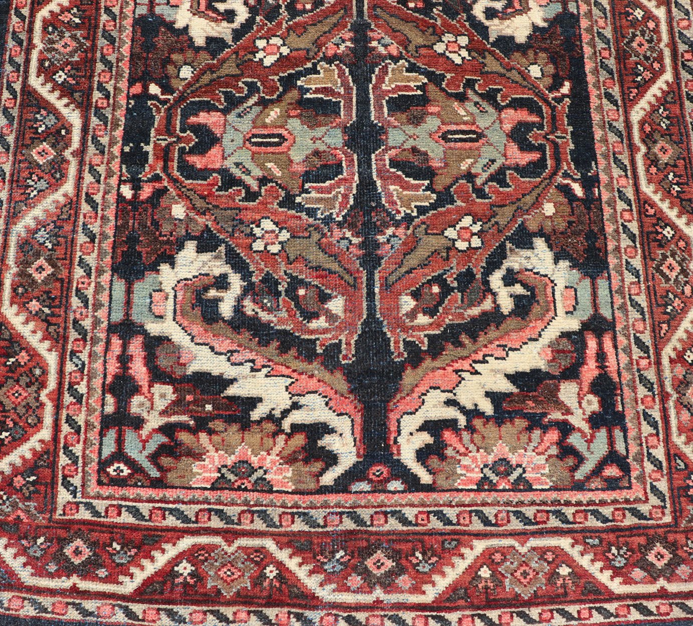 Vintage Hand Knotted Mahal Gallery Rug with Ornate Medallions on a Navy Field Layered Medallion design Mahal vintage rug from Persia in multi - colors, Keivan Woven Arts / rug PTA - 200734, country of origin / type: Iran / Mahal, circa 1950 M... - Keivan Woven ArtsPTA - 200734 - 16955Rug