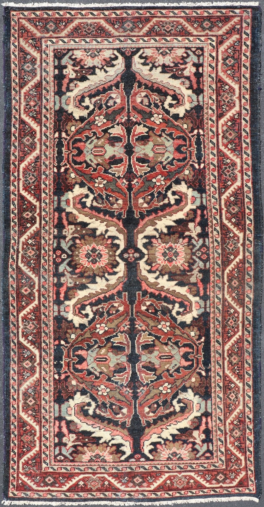 Vintage Hand Knotted Mahal Gallery Rug with Ornate Medallions on a Navy Field Layered Medallion design Mahal vintage rug from Persia in multi - colors, Keivan Woven Arts / rug PTA - 200734, country of origin / type: Iran / Mahal, circa 1950 M... - Keivan Woven ArtsPTA - 200734 - 16955Rug
