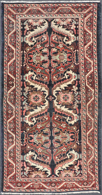 Vintage Hand Knotted Mahal Gallery Rug with Ornate Medallions on a Navy Field Layered Medallion design Mahal vintage rug from Persia in multi - colors, Keivan Woven Arts / rug PTA - 200734, country of origin / type: Iran / Mahal, circa 1950 M... - Keivan Woven ArtsPTA - 200734 - 16955Rug