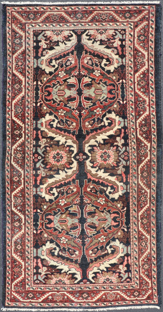 Vintage Hand Knotted Mahal Gallery Rug with Ornate Medallions on a Navy Field Layered Medallion design Mahal vintage rug from Persia in multi - colors, Keivan Woven Arts / rug PTA - 200734, country of origin / type: Iran / Mahal, circa 1950 M... - Keivan Woven ArtsPTA - 200734 - 16955Rug
