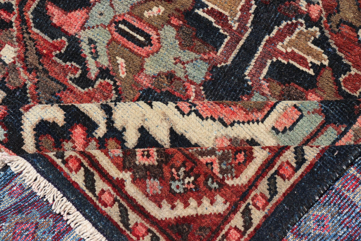Vintage Hand Knotted Mahal Gallery Rug with Ornate Medallions on a Navy Field Layered Medallion design Mahal vintage rug from Persia in multi - colors, Keivan Woven Arts / rug PTA - 200734, country of origin / type: Iran / Mahal, circa 1950 M... - Keivan Woven ArtsPTA - 200734 - 16955Rug