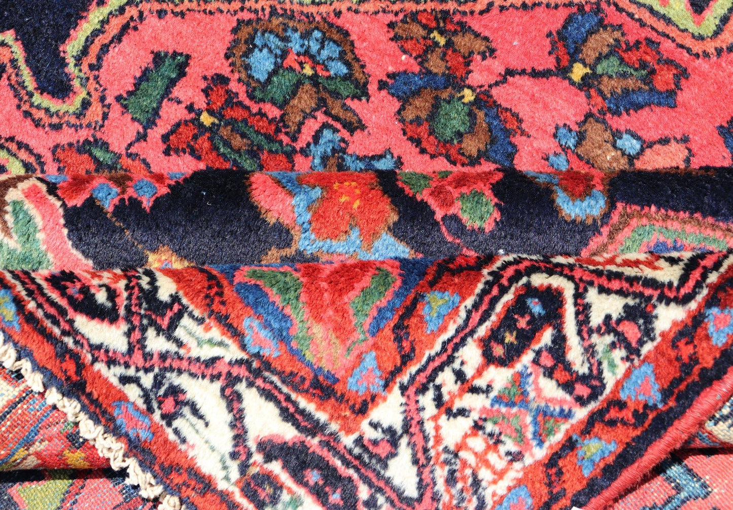 Antique Persian Hamadan Rug with Medallion and Geometric Design in Multicolor This Antique Hamadan rug hailing from Persia features a large central medallion, surrounded by sub - geometric motifs and enclosed within a complementary multi - tiered b... - Keivan Woven ArtsPTA - 200736 - 16961Rug