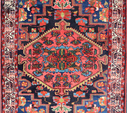 Antique Persian Hamadan Rug with Medallion and Geometric Design in Multicolor This Antique Hamadan rug hailing from Persia features a large central medallion, surrounded by sub - geometric motifs and enclosed within a complementary multi - tiered b... - Keivan Woven ArtsPTA - 200736 - 16961