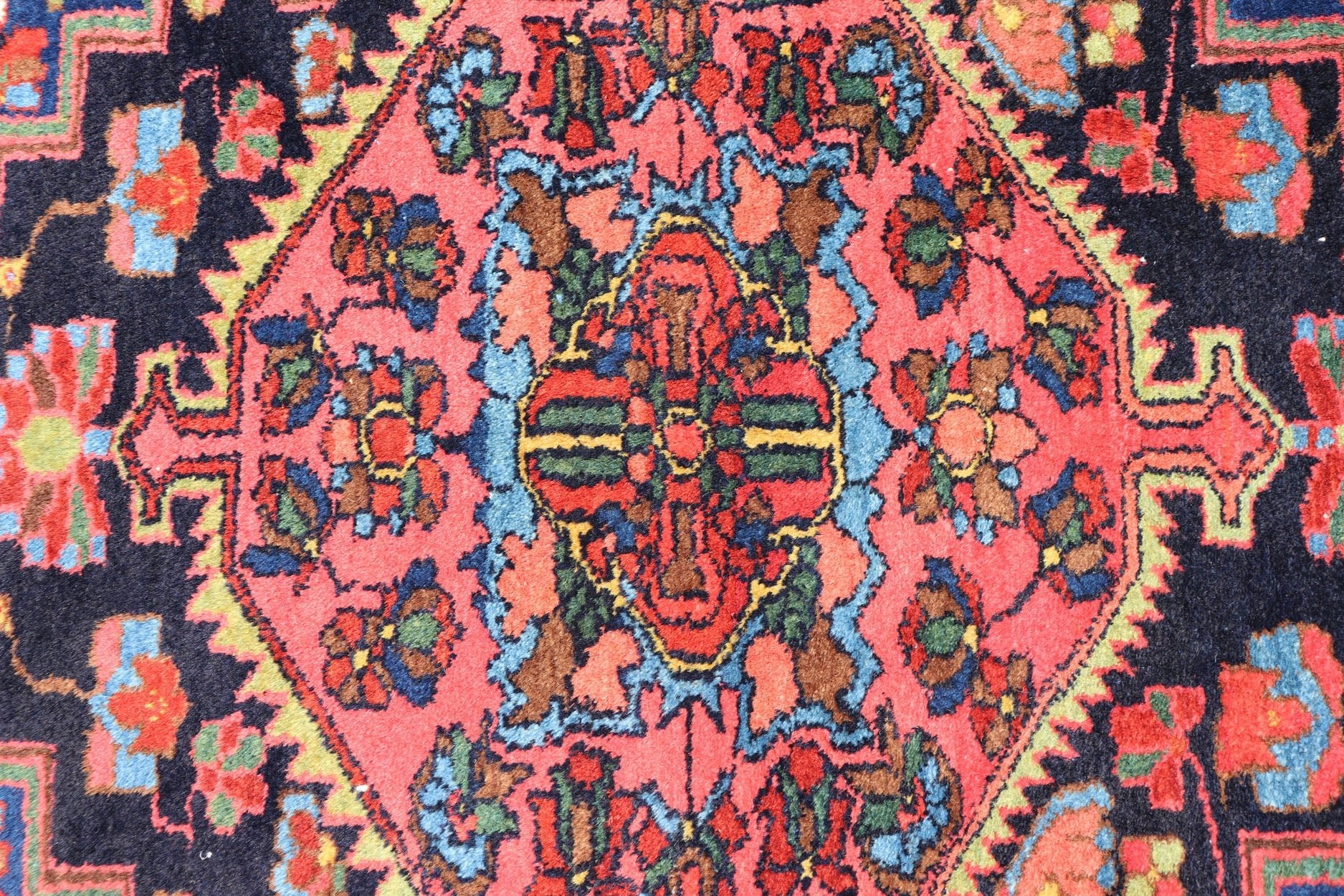 Antique Persian Hamadan Rug with Medallion and Geometric Design in Multicolor This Antique Hamadan rug hailing from Persia features a large central medallion, surrounded by sub - geometric motifs and enclosed within a complementary multi - tiered b... - Keivan Woven ArtsPTA - 200736 - 16961Rug