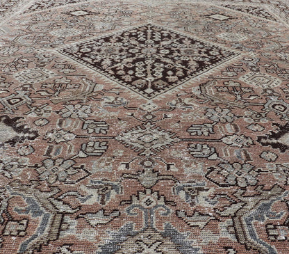 Vintage Sultanabad - Mahal Rug in earthy tones with browns. Keivan Woven Arts / rug PTA - 200739, country of origin / type: Persian / Sultanabad - Mahal, circa Early - 20th Century. Measures: 9'0 x 11'10 Vintage Persian Sultanabad - Mahal Rug w... - Keivan Woven ArtsPTA - 200739 - 17015Rug