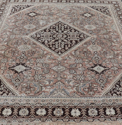 Vintage Sultanabad - Mahal Rug in earthy tones with browns. Keivan Woven Arts / rug PTA - 200739, country of origin / type: Persian / Sultanabad - Mahal, circa Early - 20th Century. Measures: 9'0 x 11'10 Vintage Persian Sultanabad - Mahal Rug w... - Keivan Woven ArtsPTA - 200739 - 17015Rug
