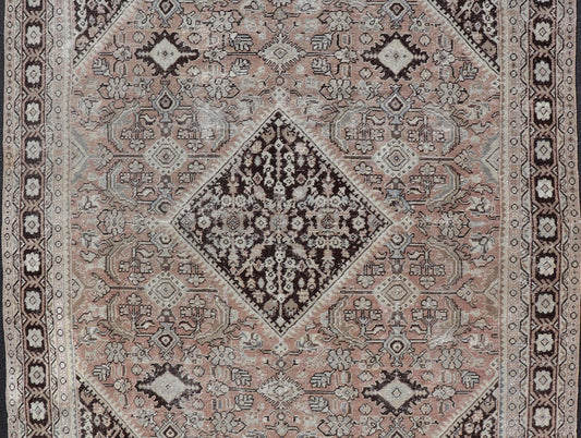 Vintage Sultanabad - Mahal Rug in earthy tones with browns. Keivan Woven Arts / rug PTA - 200739, country of origin / type: Persian / Sultanabad - Mahal, circa Early - 20th Century. Measures: 9'0 x 11'10 Vintage Persian Sultanabad - Mahal Rug w... - Keivan Woven ArtsPTA - 200739 - 17015Rug