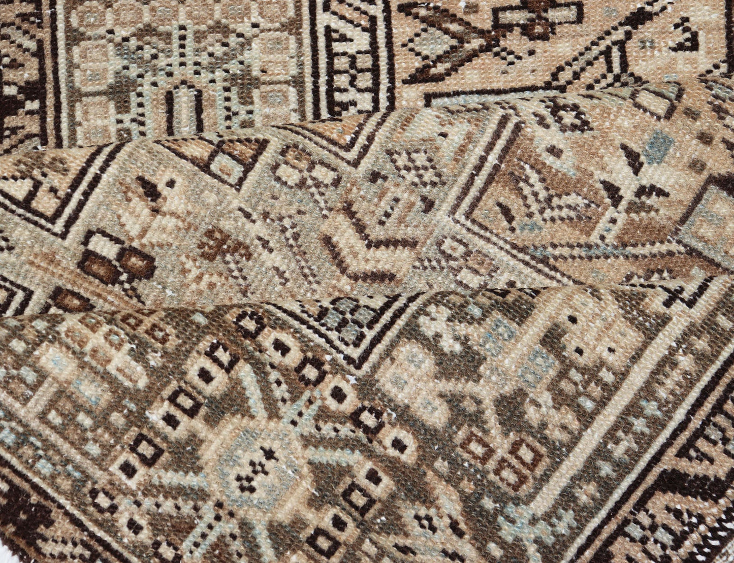 Vintage Persian Karadjeh Long Runner with Medallion Design in Natural Wool Tones This vintage 1940's Karadjeh features brown and sandy tones and majestic medallions within the field. The wide banded border holds a motif design that repea... - Keivan Woven ArtsPTA - 21001 - 18078Rug
