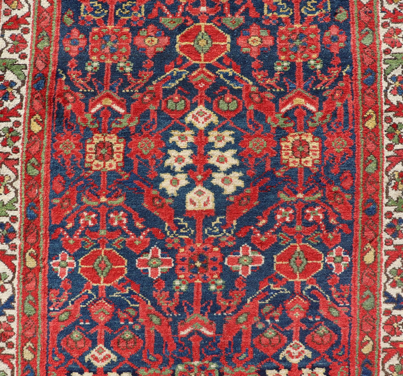 Vintage Persian Hand Knotted Malayer Runner with Sub - Geometric All - Over Design Malayer vintage runner from Persia with geometric floral central field design, Keivan Woven Arts / rug PTA - 21003, country of origin / type: Iran / Malayer, circa 1940... - Keivan Woven ArtsPTA - 21003 - 18012Rug