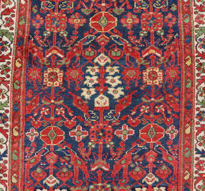 Vintage Persian Hand Knotted Malayer Runner with Sub - Geometric All - Over Design Malayer vintage runner from Persia with geometric floral central field design, Keivan Woven Arts / rug PTA - 21003, country of origin / type: Iran / Malayer, circa 1940... - Keivan Woven ArtsPTA - 21003 - 18012Rug