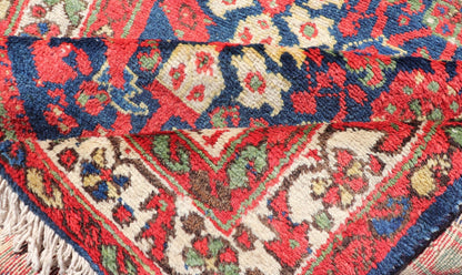 Vintage Persian Hand Knotted Malayer Runner with Sub - Geometric All - Over Design Malayer vintage runner from Persia with geometric floral central field design, Keivan Woven Arts / rug PTA - 21003, country of origin / type: Iran / Malayer, circa 1940... - Keivan Woven ArtsPTA - 21003 - 18012Rug