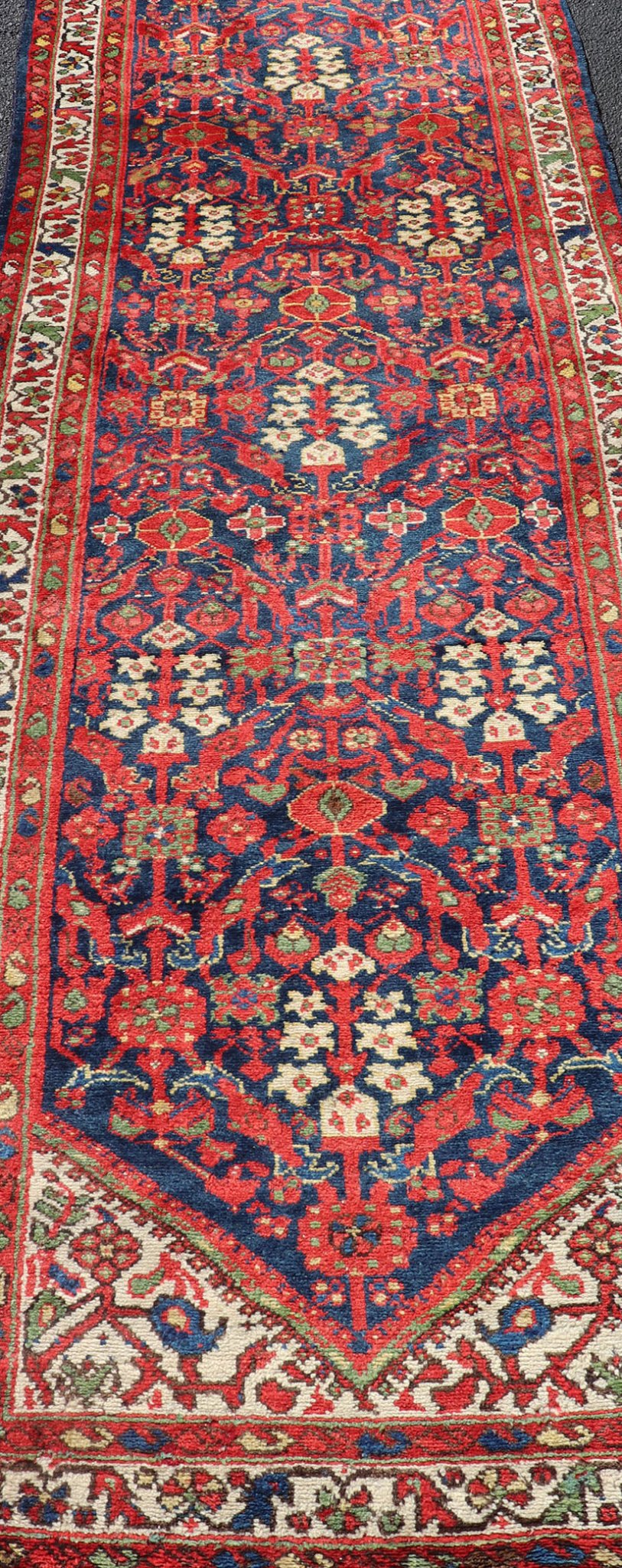 Vintage Persian Hand Knotted Malayer Runner with Sub - Geometric All - Over Design Malayer vintage runner from Persia with geometric floral central field design, Keivan Woven Arts / rug PTA - 21003, country of origin / type: Iran / Malayer, circa 1940... - Keivan Woven ArtsPTA - 21003 - 18012Rug