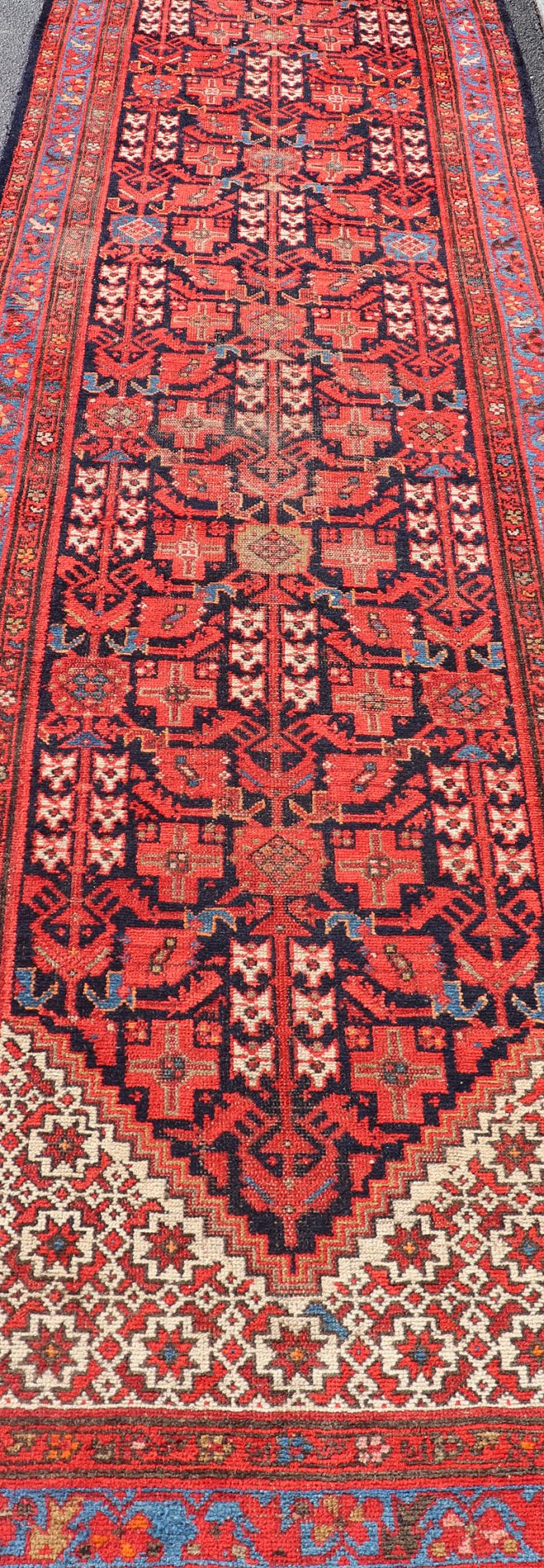 Antique Long Malayer Runner with All - Over Geometric Herati Design This gorgeous antique Malayer Runner features a stunning all - over geometric Herati design set upon a Dark Blue background. The patterns are surrounded by a variety of motifs. The ... - Keivan Woven ArtsPTA - 21006 - 18018