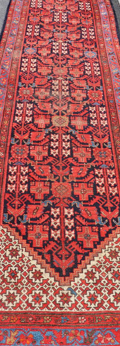 Antique Long Malayer Runner with All - Over Geometric Herati Design This gorgeous antique Malayer Runner features a stunning all - over geometric Herati design set upon a Dark Blue background. The patterns are surrounded by a variety of motifs. The ... - Keivan Woven ArtsPTA - 21006 - 18018
