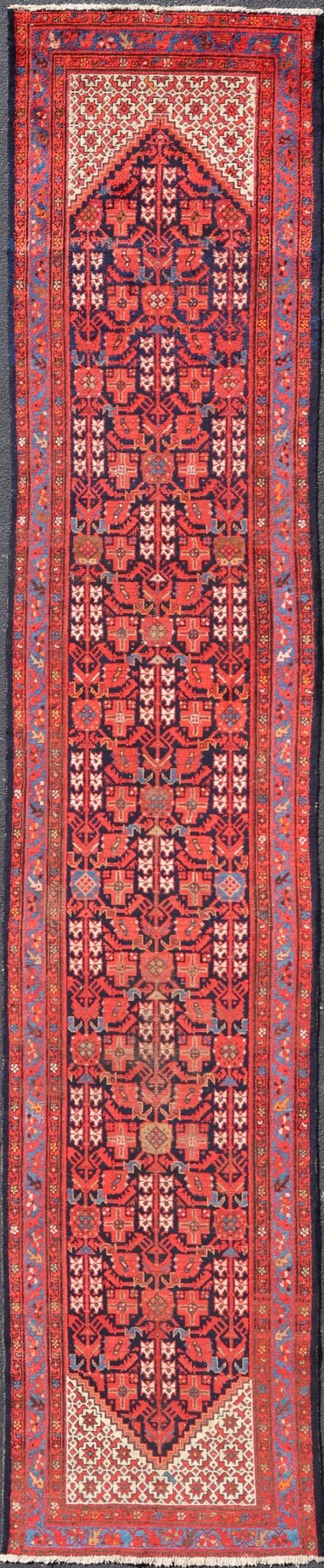 Antique Long Malayer Runner with All - Over Geometric Herati Design This gorgeous antique Malayer Runner features a stunning all - over geometric Herati design set upon a Dark Blue background. The patterns are surrounded by a variety of motifs. The ... - Keivan Woven ArtsPTA - 21006 - 18018