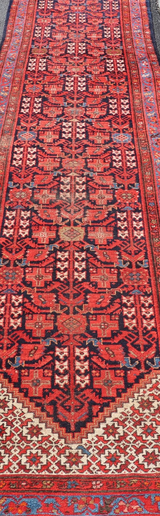 Antique Long Malayer Runner with All - Over Geometric Herati Design This gorgeous antique Malayer Runner features a stunning all - over geometric Herati design set upon a Dark Blue background. The patterns are surrounded by a variety of motifs. The ... - Keivan Woven ArtsPTA - 21006 - 18018