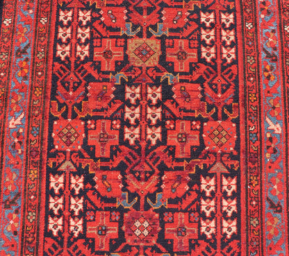 Antique Long Hand Knotted Malayer Runner with All - Over Geometric Design This gorgeous antique Malayer Runner features a stunning all - over geometric design set upon a Dark Blue background. The patterns are surrounded by a variety of motifs. T... - Keivan Woven ArtsPTA - 21012 - 18042Rug