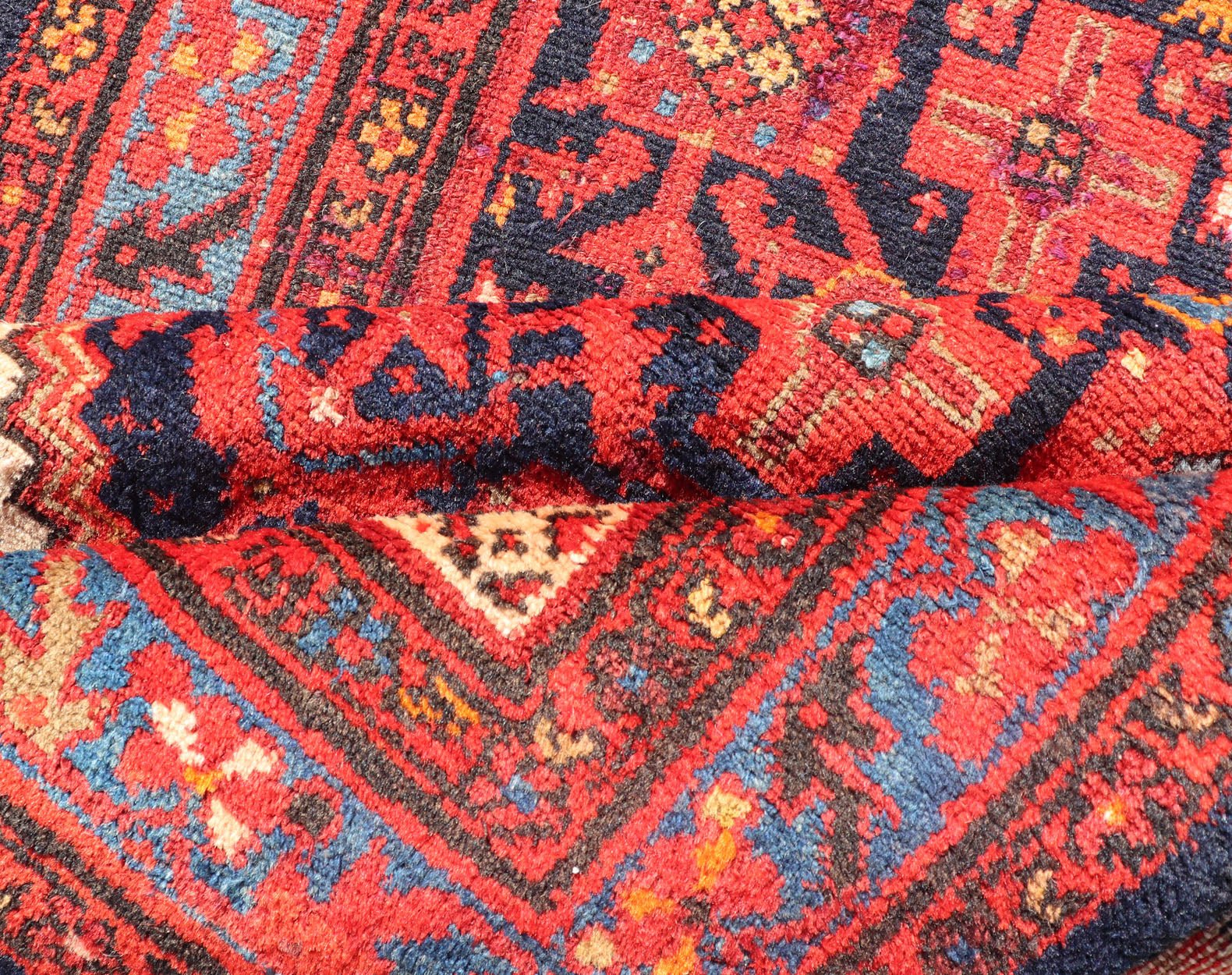 Antique Long Hand Knotted Malayer Runner with All - Over Geometric Design This gorgeous antique Malayer Runner features a stunning all - over geometric design set upon a Dark Blue background. The patterns are surrounded by a variety of motifs. T... - Keivan Woven ArtsPTA - 21012 - 18042Rug