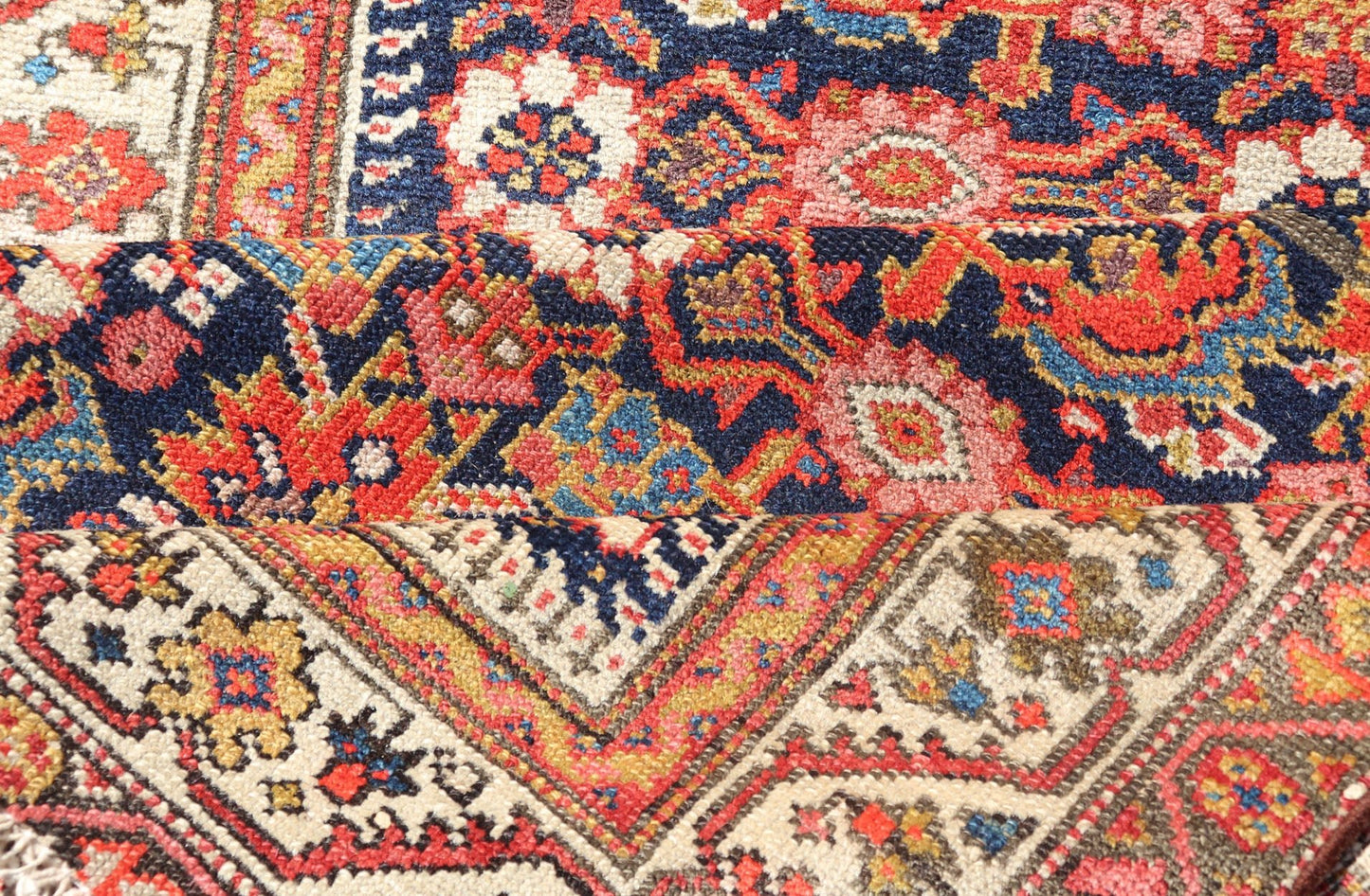 Colorful Antique Malayer Runner with All - Over Herati Design This stunning Antique Malayer features an all - over Herati Design set upon a dark blue background. The herati patterns are surrounded by a variety of splendid motifs, rendered in Ivory,... - Keivan Woven ArtsPTA - 21015 - 18048