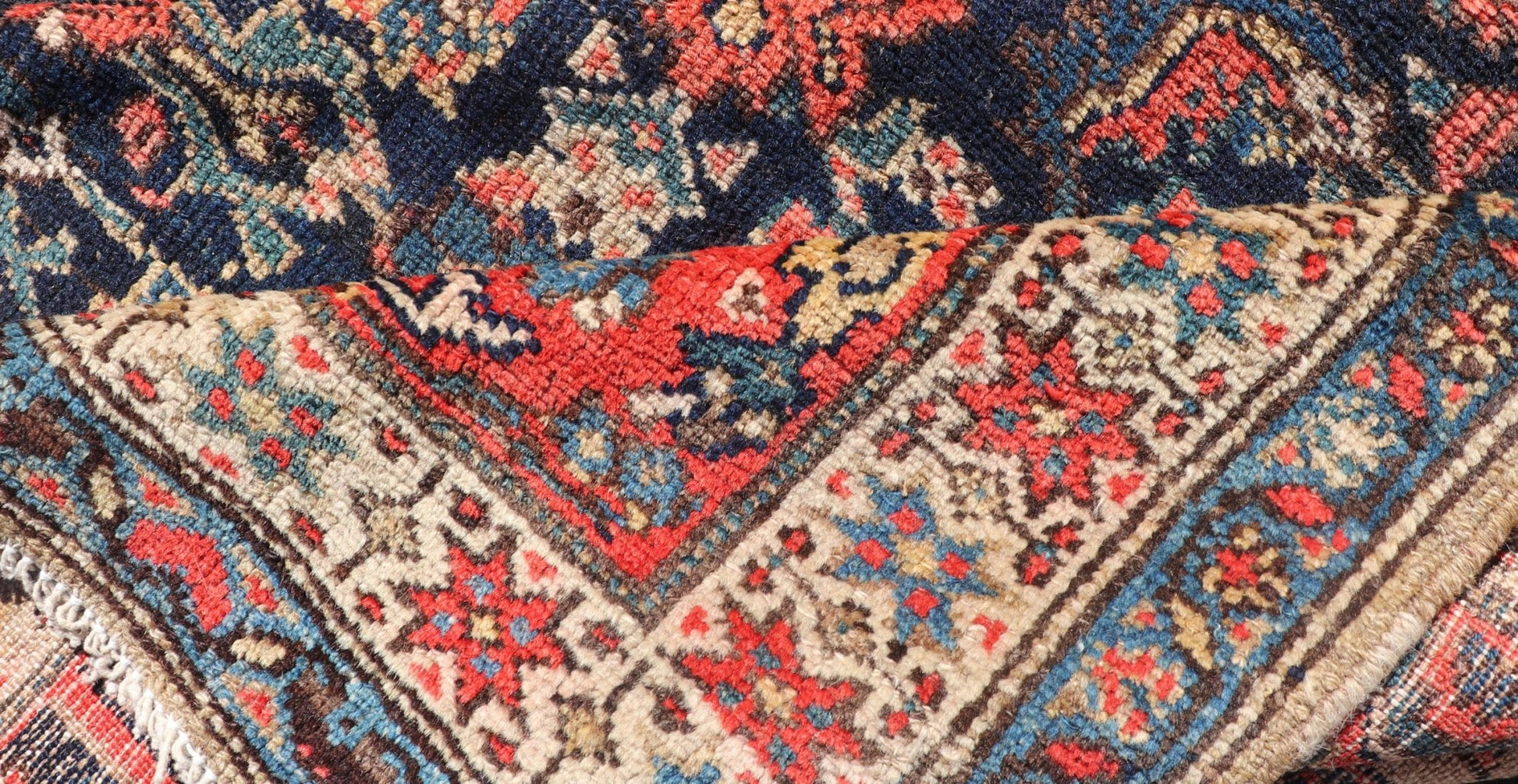 Antique Malayer Persian Long Runner with Geometric Herati Pattern and Tri - Medallion Design This magnificent antique Persian Malayer, woven in the 1920s, features a stunning tri - medallion design running along the length of the piece set upon a ... - Keivan Woven ArtsPTA - 21016 - 17358