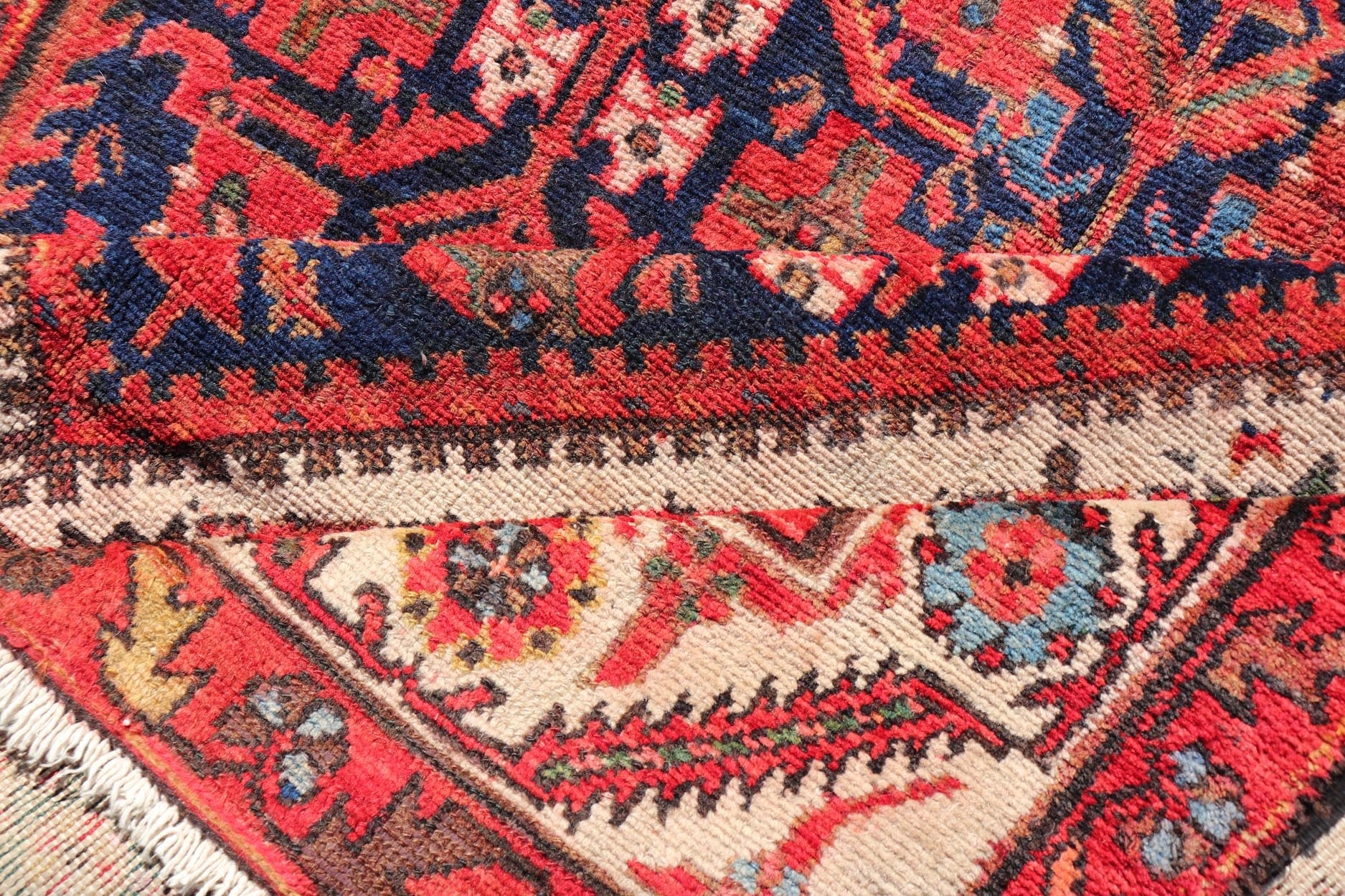 Antique Persian Malayer Gallery Runner with Sub - Geometric All - Over Design Malayer Gallery runner from Persia with geometric floral central field design, in red and blue with all over design. Keivan Woven Arts / rug PTA - 21020, country of origin /... - Keivan Woven ArtsPTA - 21020 - 17382