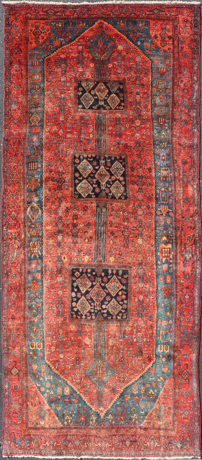 Antique Gallery Bidjar rug with tribal Design, Keivan Woven Arts/ rug/PTA - 21021 country of origin / type: Persian / Bidjar, circa mid - 20th Century. Measures: 5'5 x 13'3. Made is Kurdistan region of Persia, this beautiful antique Bidjar ga... - Keivan Woven ArtsPTA - 21021 - 18054Rug