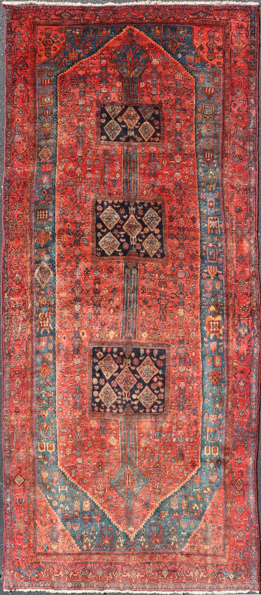 Antique Gallery Bidjar rug with tribal Design, Keivan Woven Arts/ rug/PTA - 21021 country of origin / type: Persian / Bidjar, circa mid - 20th Century. Measures: 5'5 x 13'3. Made is Kurdistan region of Persia, this beautiful antique Bidjar ga... - Keivan Woven ArtsPTA - 21021 - 18054Rug