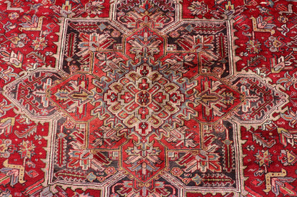 Vintage Heriz with Geometric Diamond Design in Reds, Ivory, Blue, light yellow green & Charcoal. Keivan Woven Arts Vintage Persian Heriz Rug, rug PTA - 21023, country of origin / type: Persian / Heriz, circa Mid - 20th Century. This gorgeou... - Keivan Woven ArtsPTA - 21023 - 18215Rug