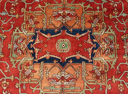 Hand Knotted Serapi - Heriz design rug with Geometric Medallion Beautiful modern Heriz Style hand - knotted wool rug with a Traditional Design. This Heriz rug has a multi - color accent in a gorgeous medallion geometric floral design. Keivan Woven Ar... - Keivan Woven ArtsPTA - 2109 - 03 - 17044