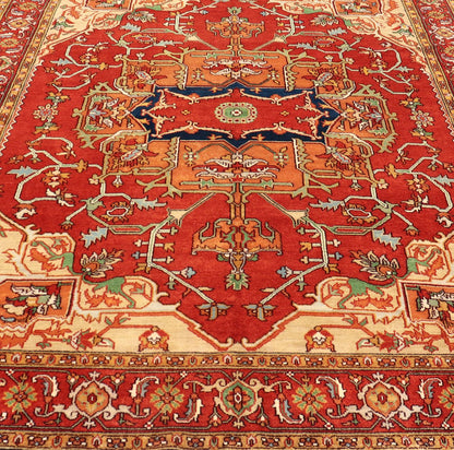 Hand Knotted Serapi - Heriz design rug with Geometric Medallion Beautiful modern Heriz Style hand - knotted wool rug with a Traditional Design. This Heriz rug has a multi - color accent in a gorgeous medallion geometric floral design. Keivan Woven Ar... - Keivan Woven ArtsPTA - 2109 - 03 - 17044