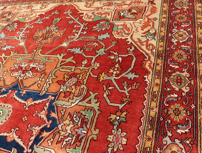 Hand Knotted Serapi - Heriz design rug with Geometric Medallion Beautiful modern Heriz Style hand - knotted wool rug with a Traditional Design. This Heriz rug has a multi - color accent in a gorgeous medallion geometric floral design. Keivan Woven Ar... - Keivan Woven ArtsPTA - 2109 - 03 - 17044