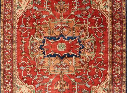 Hand Knotted Serapi - Heriz design rug with Geometric Medallion Beautiful modern Heriz Style hand - knotted wool rug with a Traditional Design. This Heriz rug has a multi - color accent in a gorgeous medallion geometric floral design. Keivan Woven Ar... - Keivan Woven ArtsPTA - 2109 - 03 - 17044