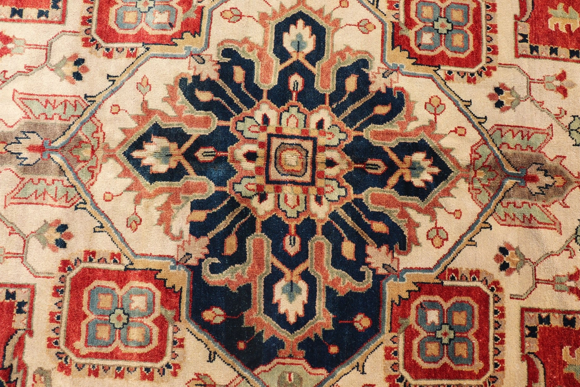 Keivan Woven Arts Large Hand - Knotted Serapi design rug With Geometric Medallion Large Hand - Knotted reproduction Serapi Geometric Medallion Carpet in Jewel Colors. Measures: 11'10 x 15'. Beautiful modern Heriz Style hand - knotted wo... - Keivan Woven ArtsPTA - 2109 - 06 - 17062