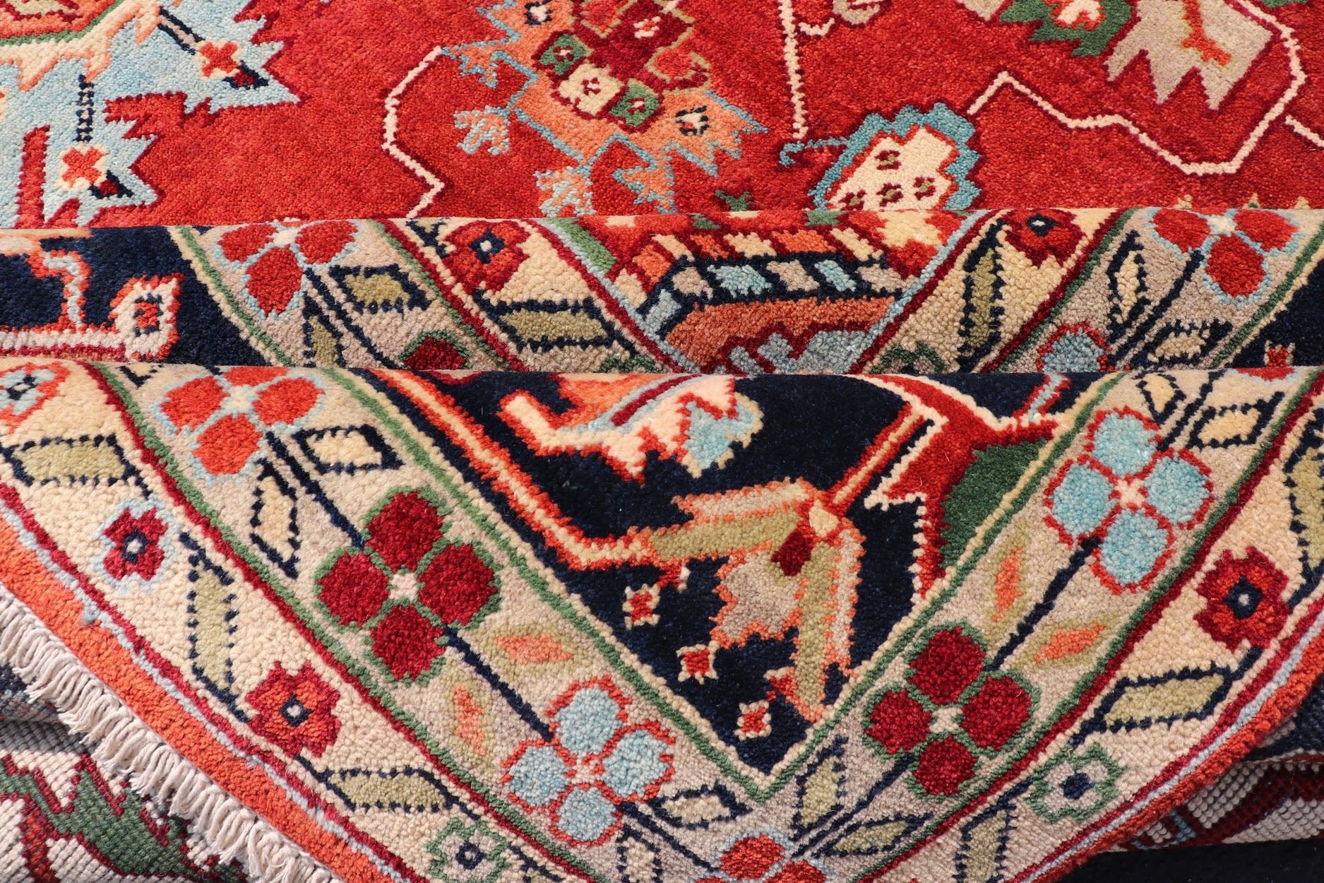 Large Hand - Knotted Serapi Design with Geometric Medallion by Keivan Woven Arts. Measures: 11'4 x 14'7 Keivan Woven Arts Large Beautiful Serapi design hand - knotted rug made with fine wool rug with a Traditional Design. This Heriz rug ha... - Keivan Woven ArtsPTA - 2109 - 08 - 17074
