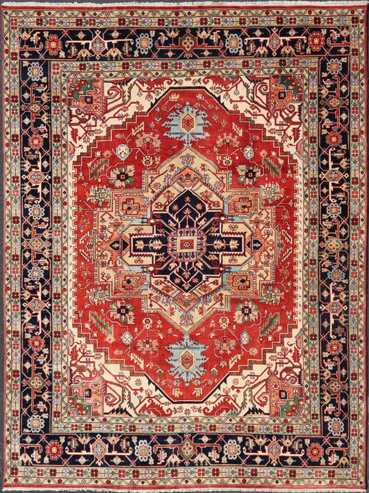 Large Hand - Knotted Serapi Design with Geometric Medallion by Keivan Woven Arts. Measures: 11'4 x 14'7 Keivan Woven Arts Large Beautiful Serapi design hand - knotted rug made with fine wool rug with a Traditional Design. This Heriz rug ha... - Keivan Woven ArtsPTA - 2109 - 08 - 17074