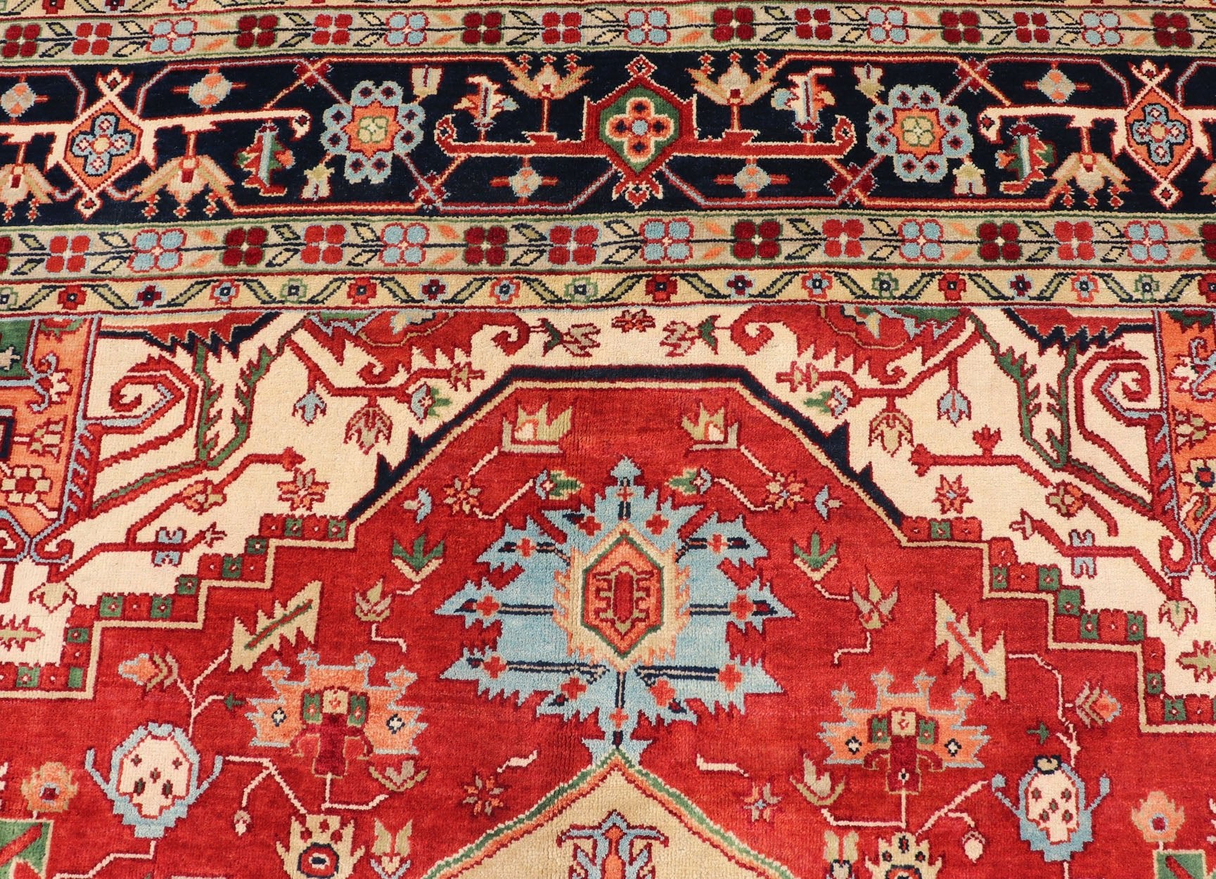 Large Hand - Knotted Serapi Design with Geometric Medallion by Keivan Woven Arts. Measures: 11'4 x 14'7 Keivan Woven Arts Large Beautiful Serapi design hand - knotted rug made with fine wool rug with a Traditional Design. This Heriz rug ha... - Keivan Woven ArtsPTA - 2109 - 08 - 17074