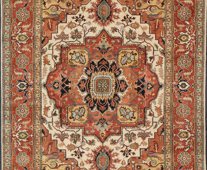 Large Reproduction Hand - Knotted - Heriz with Geometric Medallion in softer Tones. Serapi design, Serapi Rug, Serapi reproduction, Heriz reproduction. Measures: 10'0 x 14'0 Beautiful modern Heriz Style hand - knotted wool rug with a Traditi... - Keivan Woven ArtsPTA - 2109 - 09 - 17080