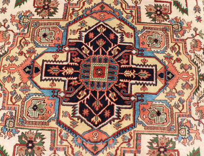 Large Reproduction Hand - Knotted - Heriz with Geometric Medallion in Jewel Colors Measures: 10'0 x 14'0 Beautiful modern Heriz Serapi design hand - knotted wool rug with a Traditional Design. This Heriz rug has a multi - color accent in a gorg... - Keivan Woven ArtsPTA - 2109 - 10 - 17086