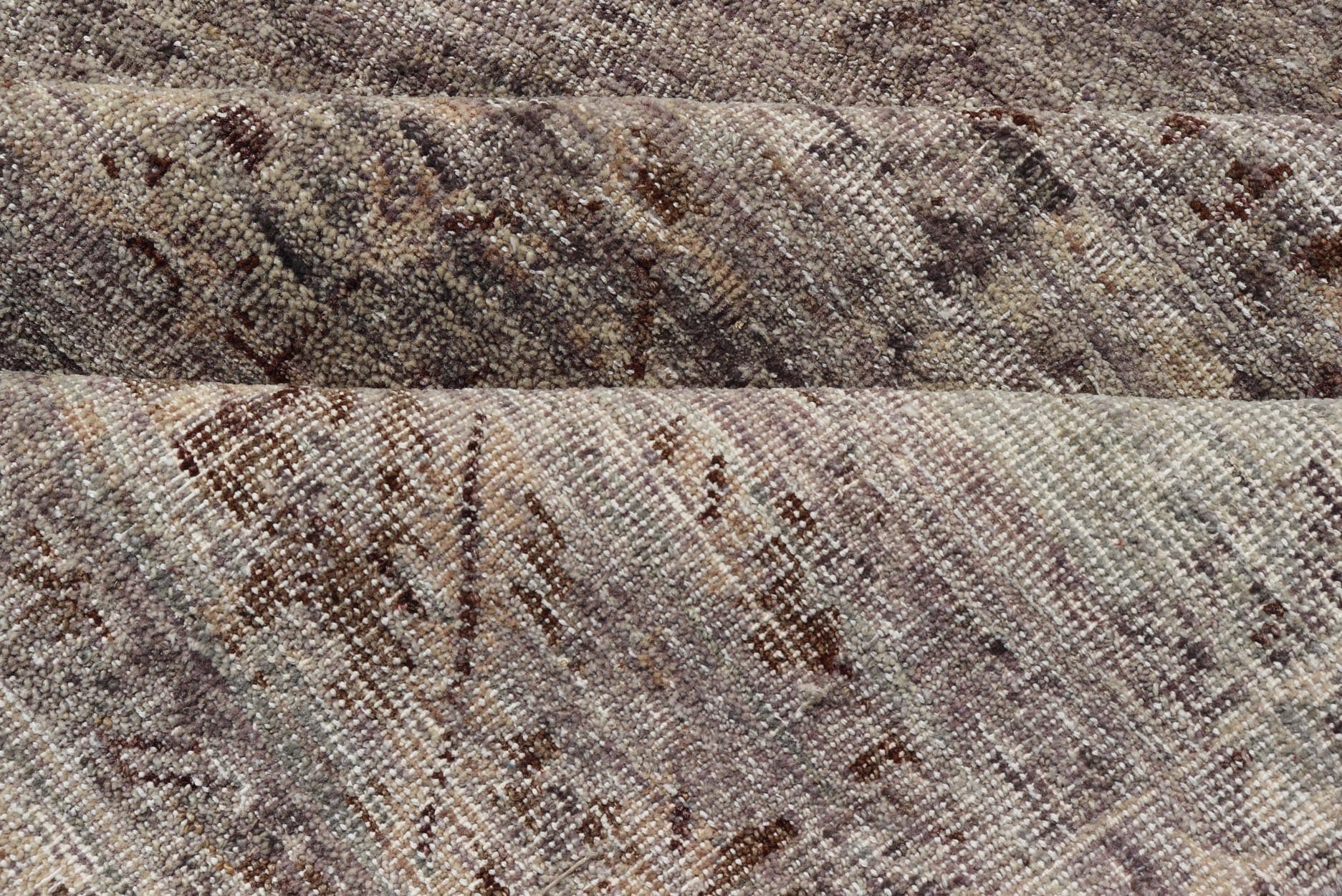 Modern Oushak Rug with Floral Pattern in Gray, Brown Tones and Neutral Colors. Keivan Woven Arts, rug PUR - 14218, country of origin / type: India / Oushak. Measures: 8'0 x 10'0 The all - over fine eave flourishing garden pattern of this unique mod... - Keivan Woven ArtsPUR - 14218 - EA - 3063 - 21603Rug
