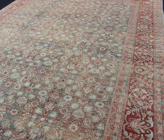 Antique Sultanabad rug from Persia with all - over geometric design. Keivan Woven Arts - rug R20 - 0101, country of origin / type: Iran / Sultanabad, circa 1910 Measures: 11'2 x 17'6. This beautiful antique Persian Sultanabad rug is lightly faded, and ... - Keivan Woven ArtsR20 - 0101 - 12575