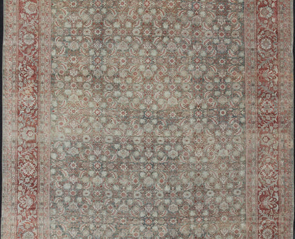 Antique Sultanabad rug from Persia with all - over geometric design. Keivan Woven Arts - rug R20 - 0101, country of origin / type: Iran / Sultanabad, circa 1910 Measures: 11'2 x 17'6. This beautiful antique Persian Sultanabad rug is lightly faded, and ... - Keivan Woven ArtsR20 - 0101 - 12575