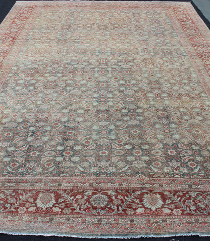 Antique Sultanabad rug from Persia with all - over geometric design. Keivan Woven Arts - rug R20 - 0101, country of origin / type: Iran / Sultanabad, circa 1910 Measures: 11'2 x 17'6. This beautiful antique Persian Sultanabad rug is lightly faded, and ... - Keivan Woven ArtsR20 - 0101 - 12575