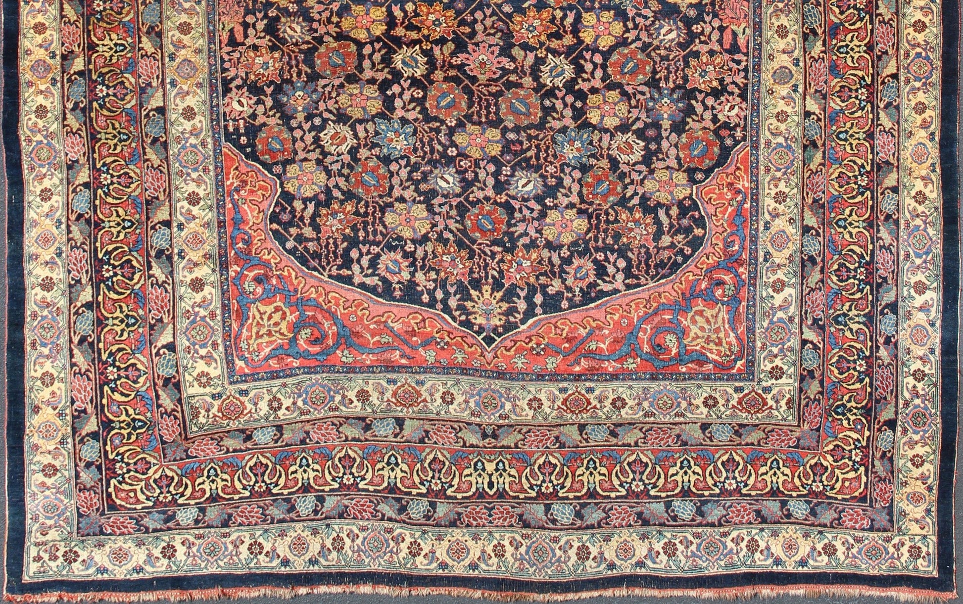Large Antique Persian Bidjar Rug with All - Over colorful Florals & Navy Field. Beautiful Antique Persian Bidjar Rug with All - Over Floral Design on A Navy Field Keivan Woven Arts over size antique Persian Bidjar Rug with All - Over colorful Florals ... - Keivan Woven ArtsR20 - 0203 - 12815Rug