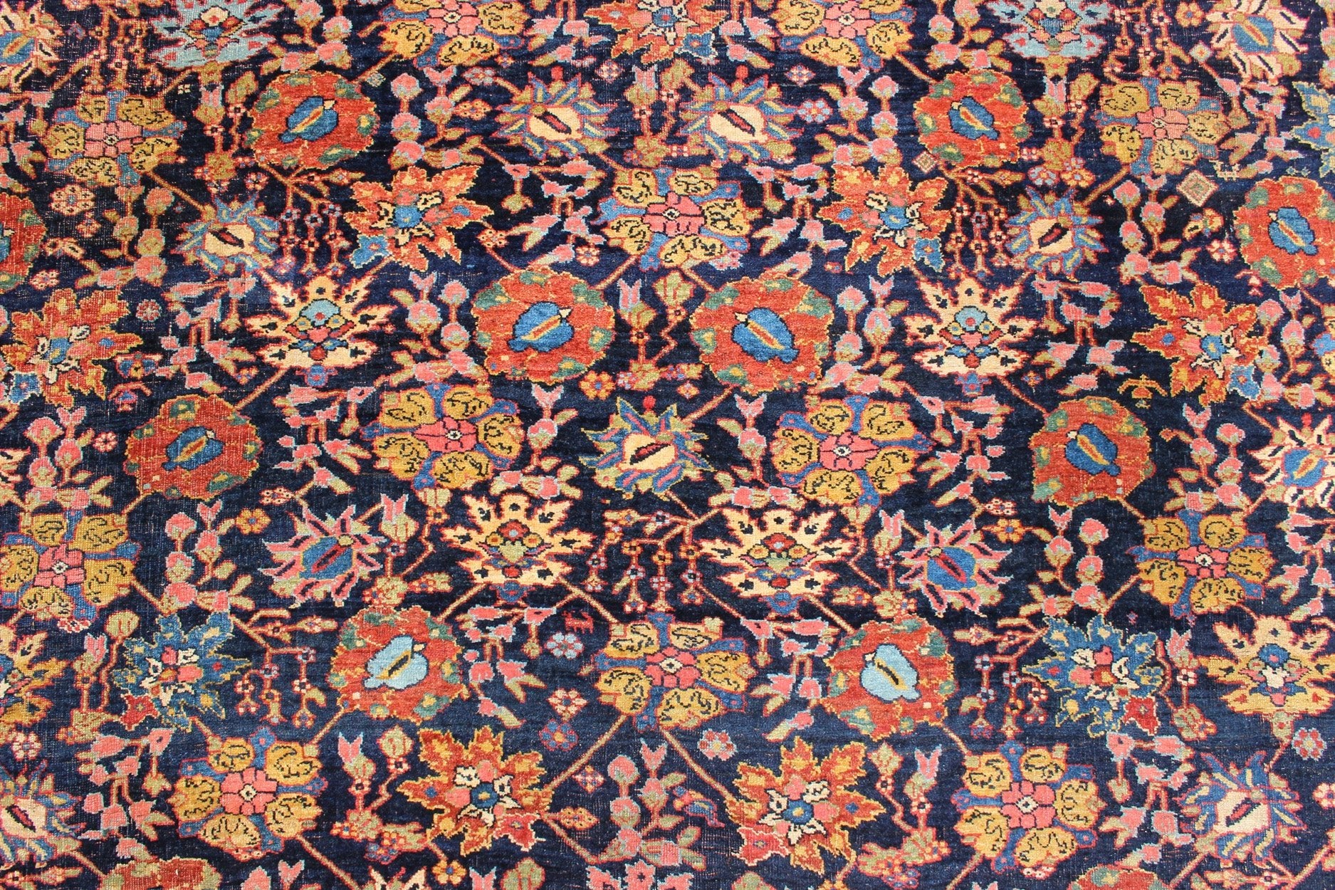 Large Antique Persian Bidjar Rug with All - Over colorful Florals & Navy Field. Beautiful Antique Persian Bidjar Rug with All - Over Floral Design on A Navy Field Keivan Woven Arts over size antique Persian Bidjar Rug with All - Over colorful Florals ... - Keivan Woven ArtsR20 - 0203 - 12815Rug