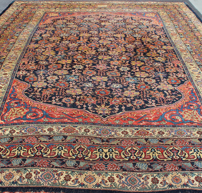Large Antique Persian Bidjar Rug with All - Over colorful Florals & Navy Field. Beautiful Antique Persian Bidjar Rug with All - Over Floral Design on A Navy Field Keivan Woven Arts over size antique Persian Bidjar Rug with All - Over colorful Florals ... - Keivan Woven ArtsR20 - 0203 - 12815Rug